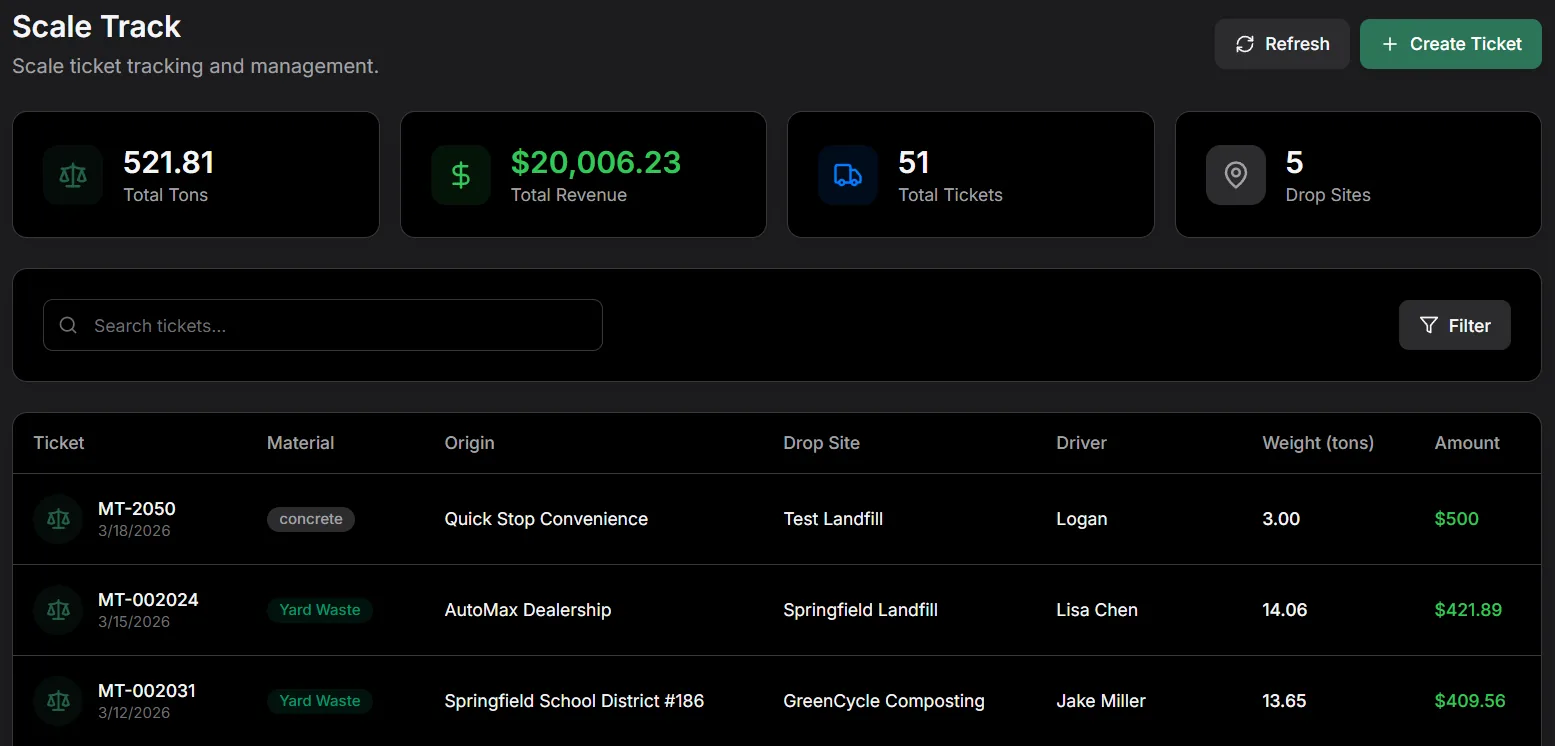 AI-powered scale ticket OCR turning dump tickets into invoices automatically